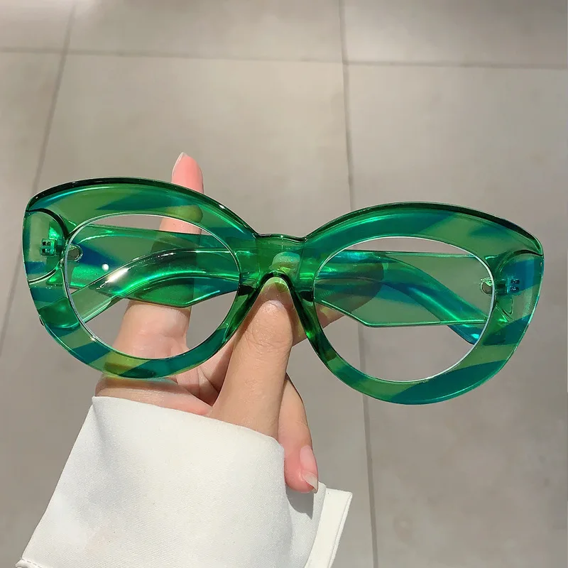 Luxury Anti Blue Light Optical Green Cat Eye Glasses Women Vintage Brand Designer Myopia Prescription Sexy Ladies Eyewear Frame