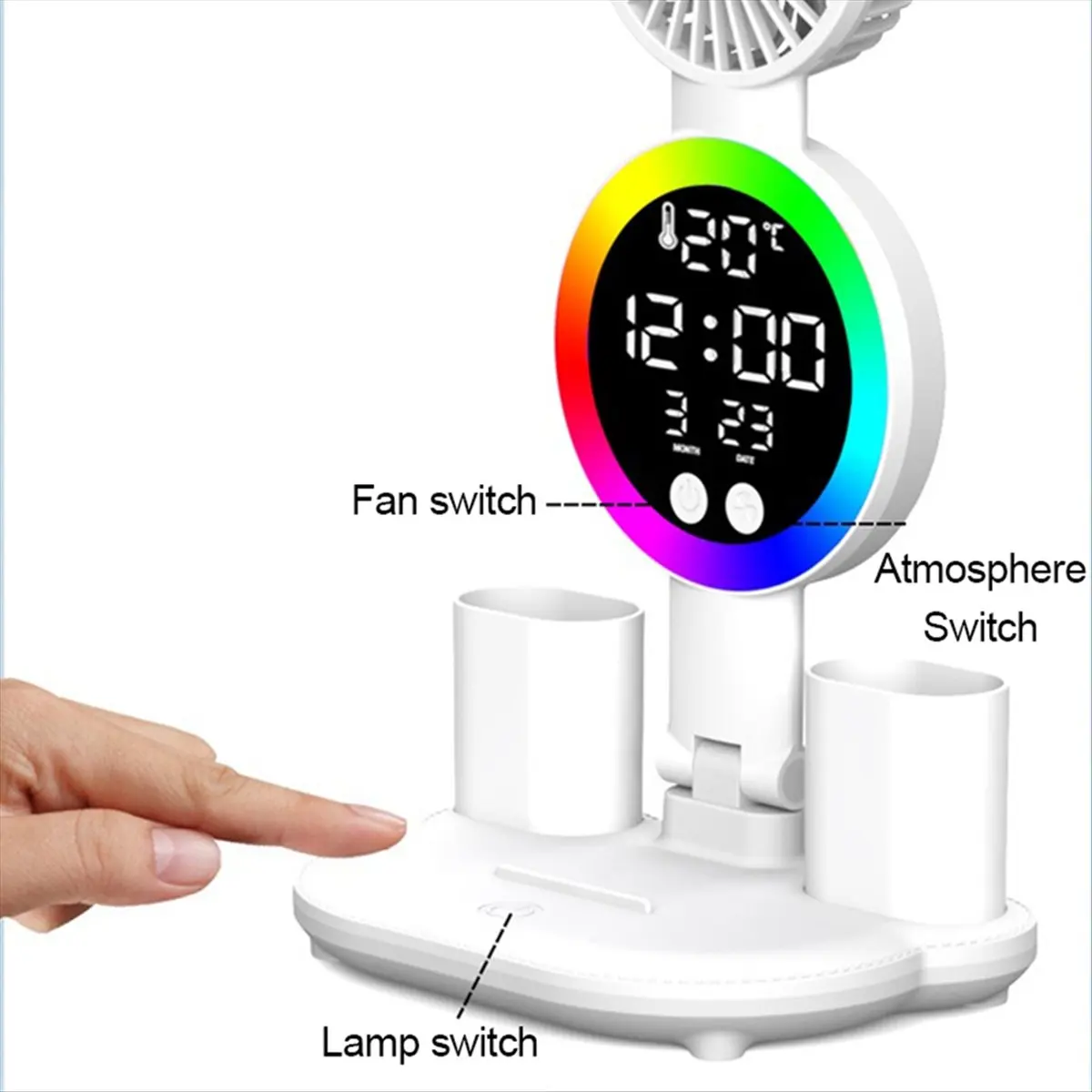 A10R Led Table Lamp for Study Desk Lamp Reading Light Led Night Light Led Clock Dispaly Reading Desk Light Plug in Model,B