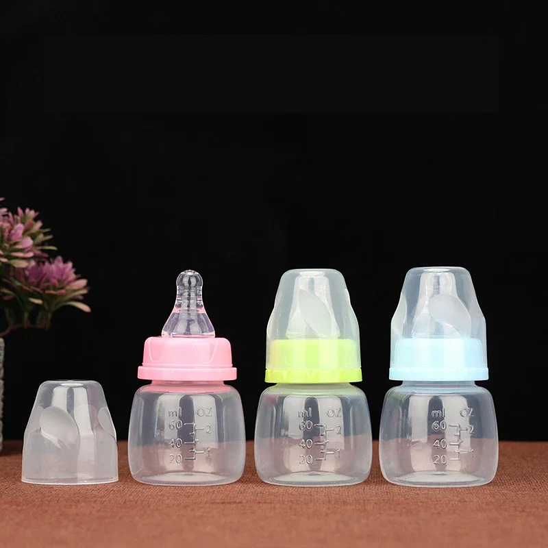 Newborn 60ML Bottle Baby Liquid Juice Feeding Bottle Food Grade Infant Mini Neck Bottle Anti-flatulence Milk Feeding Bottles