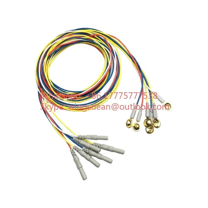BESDATA سعر المصنع قابلة لإعادة الاستخدام Electrocap EEG القطب الملحقات كوب ذهبي 1.5 متر كابل بولي يوريثان مع سلك الشد
