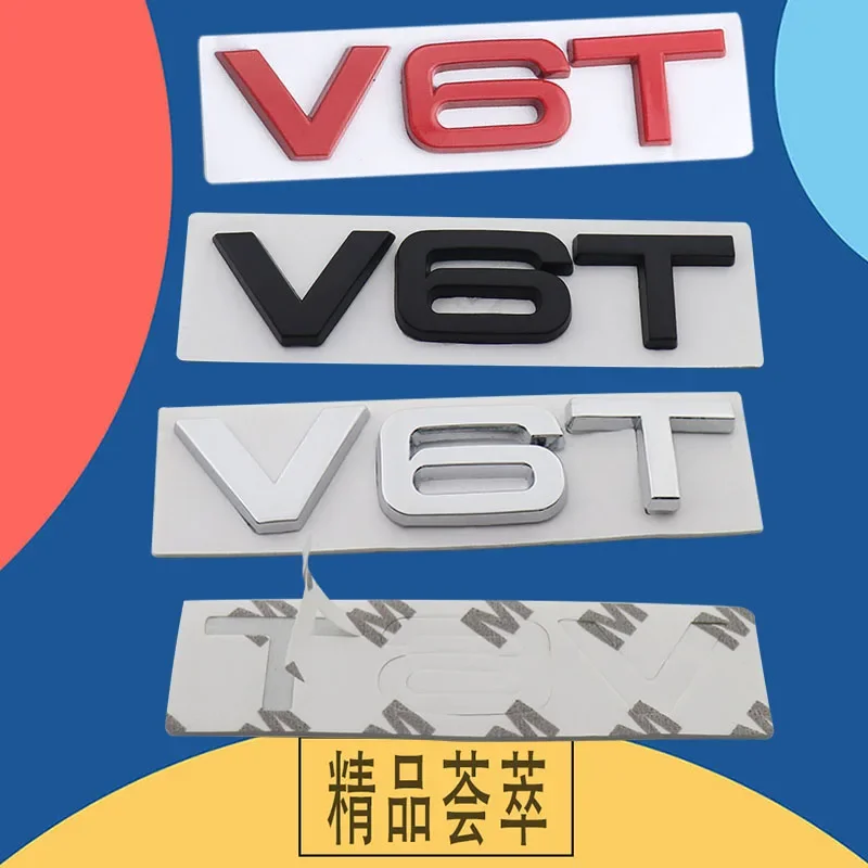 3D V8T V6T V6 V8 T car Hood Fender trunk Rear Bonnet Nameplate Decal Emblem Badge Sticker for A1 A3 A5 A6 A4 A7 Q3 Q5 Q7