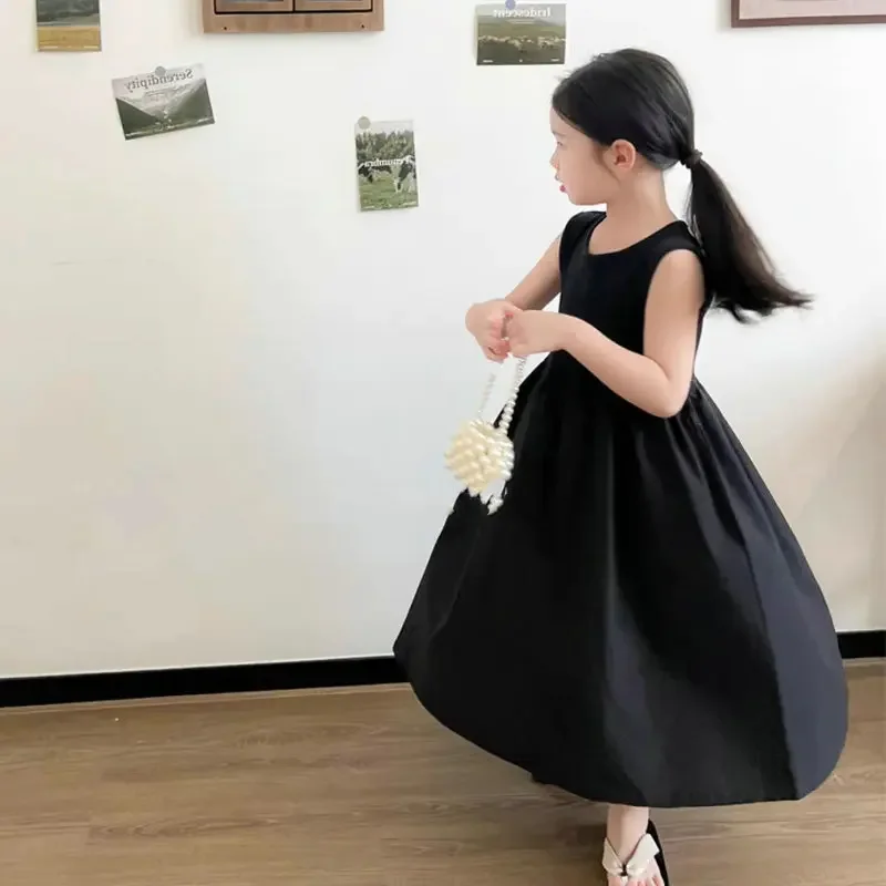 

Girls Solid Color Sweet Patchwork Dress 2023 New Fashionable Summer New Fashionable Korean Style Elegant Girls Sweet Dress