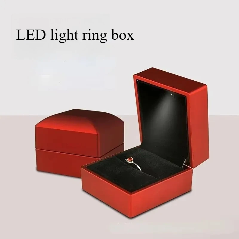 Wholesale LED Ring Box Jewelry Box for Wedding Ring Engagement Ring Box Gift Case Packaging Show Boxes with Light Storage Cases