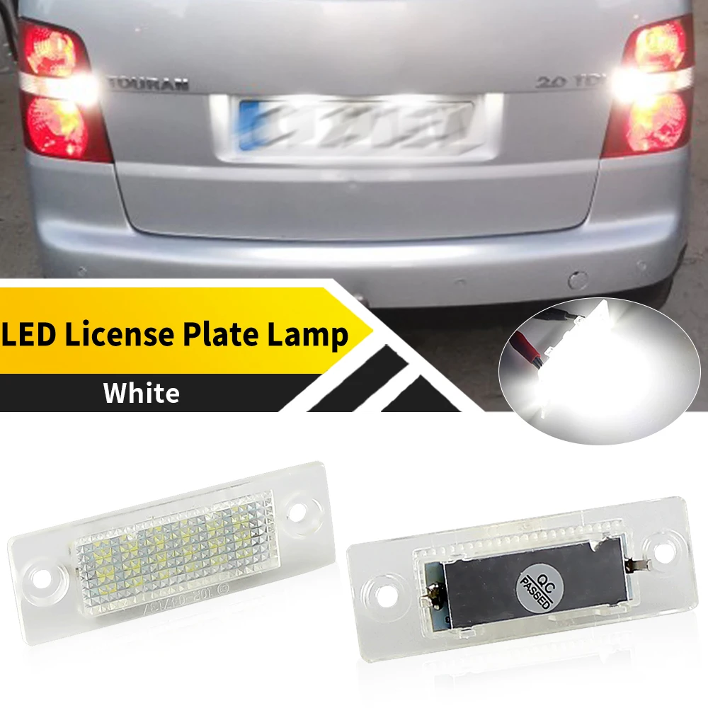 

2pcs 12V White Car License Plate Lights Rear Lamp LED Canbus Error Free for VW Golf 5 Plus 2005-2009 Caddy MK Ⅲ 2004-2010
