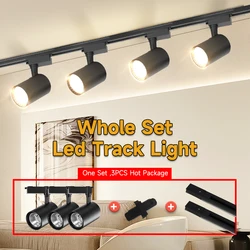 Ensemble complet de projecteurs sur rail à LED, lampe sur rail COB, luminaire intérieur, projecteurs pour la décoration intérieure, 20 W, 30 W, 40W