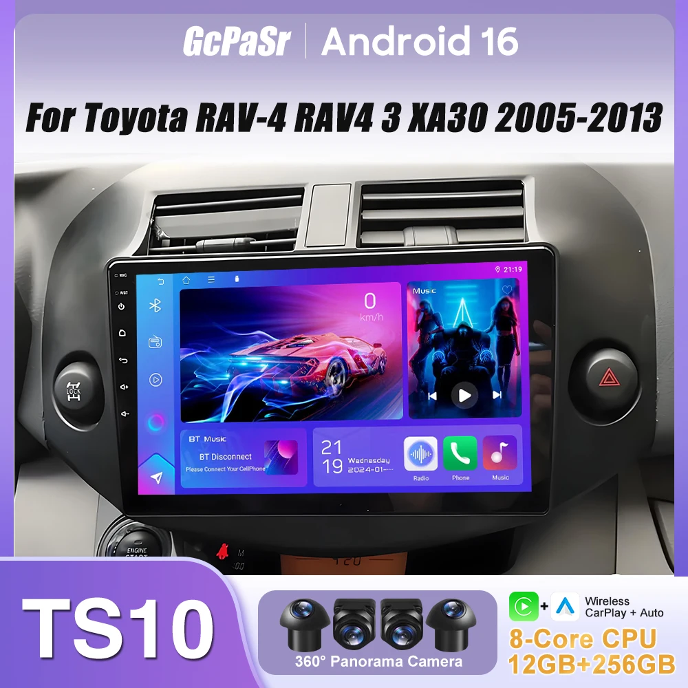 

Android 16 Car Radio For Toyota RAV4 3 XA30 2005-2013 GPS Navigation Android Auto Multimedia Player Carplay Display Wifi No 2din