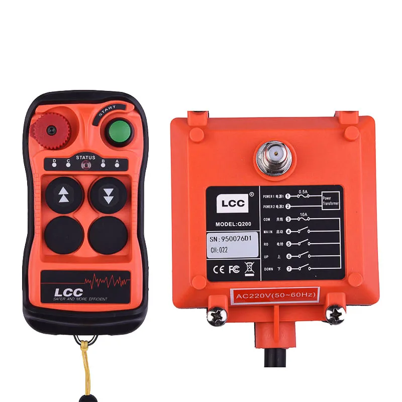 

Q200 Crane Control 2 Button Single Speed Firmly Wireless Industrial Remote Control Electric Hoist Concrete Truck Controller