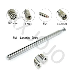 Telescopic Antenna 1.2m SMA BNC TV F Male  Flat Inner Universal Connector for FM Radio Remote Control Aerial
