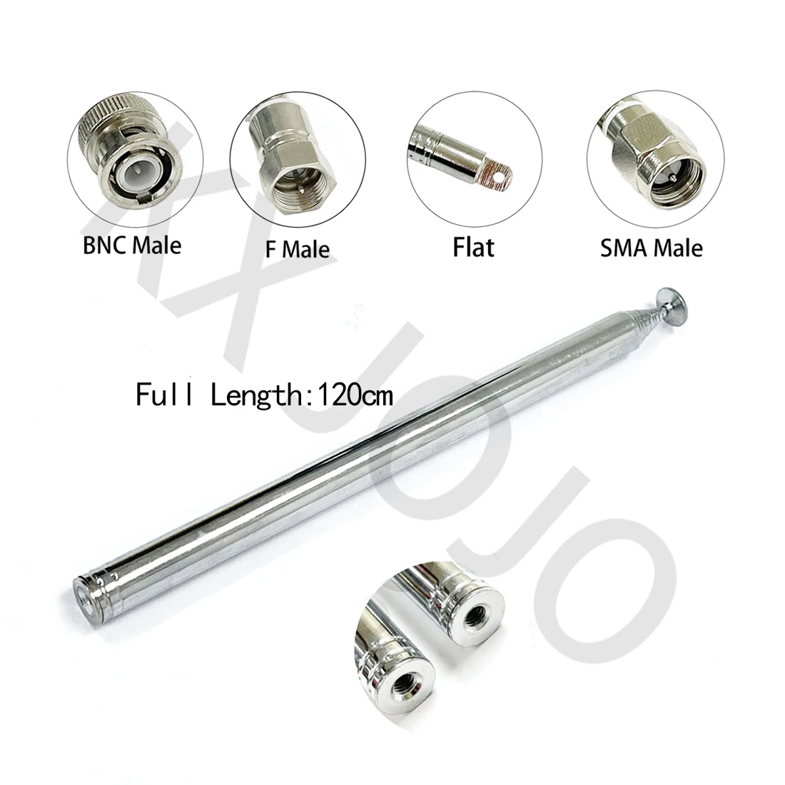 Telescopic Antenna 1.2m SMA BNC TV F Male  Flat Inner Universal Connector for FM Radio Remote Control Aerial