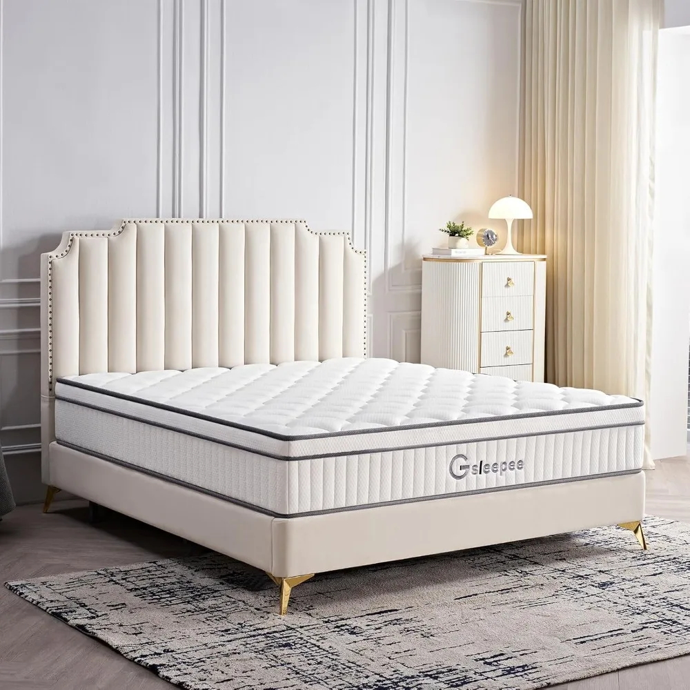 King Mattress, 12 Inch King Size Mattress in a Box, Gel Memory Foam Hybrid Mattress for Motion Isolation，Pressure Relief