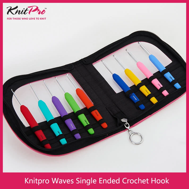 

Knitpro Waves Crochet Hooks Set 9 sizes in color pink or green