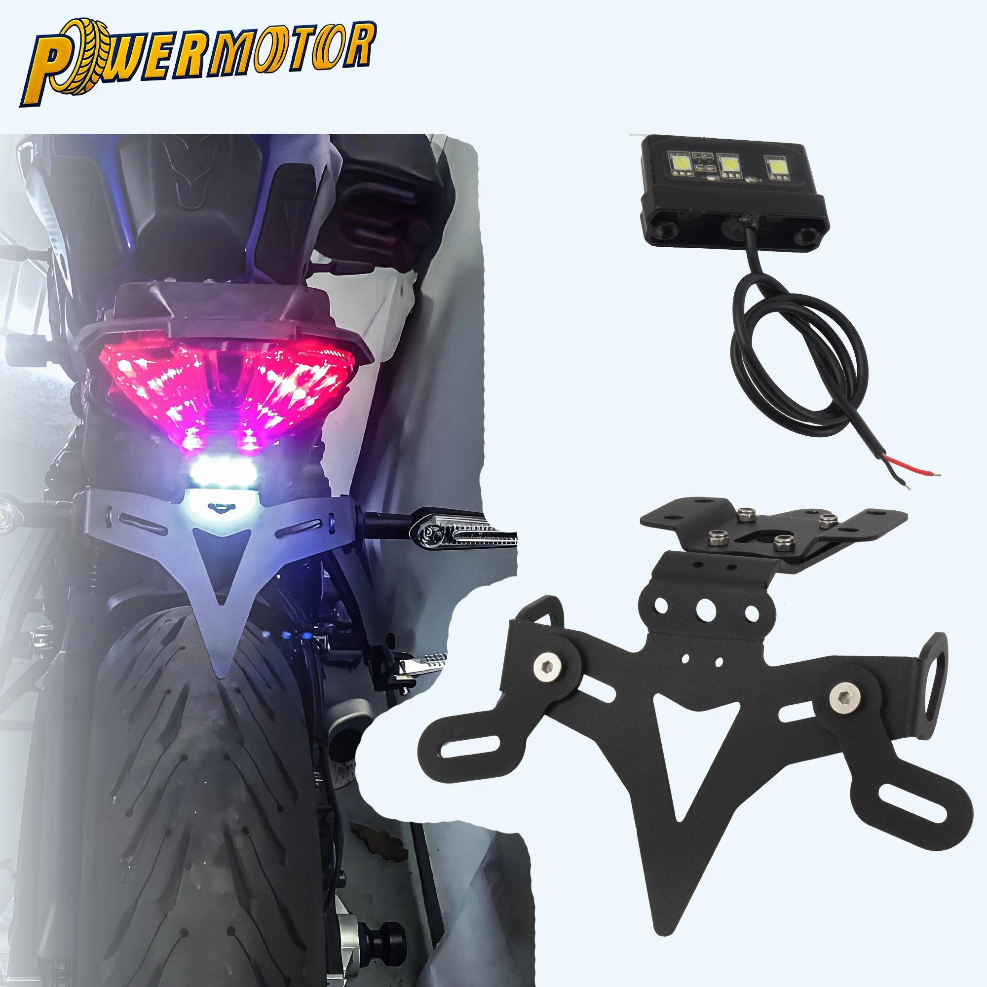 

2013-2023 Motorcycle License Plate Bracket With License 3 LED Mini Plate Light Set For Yamaha MT-07 FZ-07 Moto Accessories 2024
