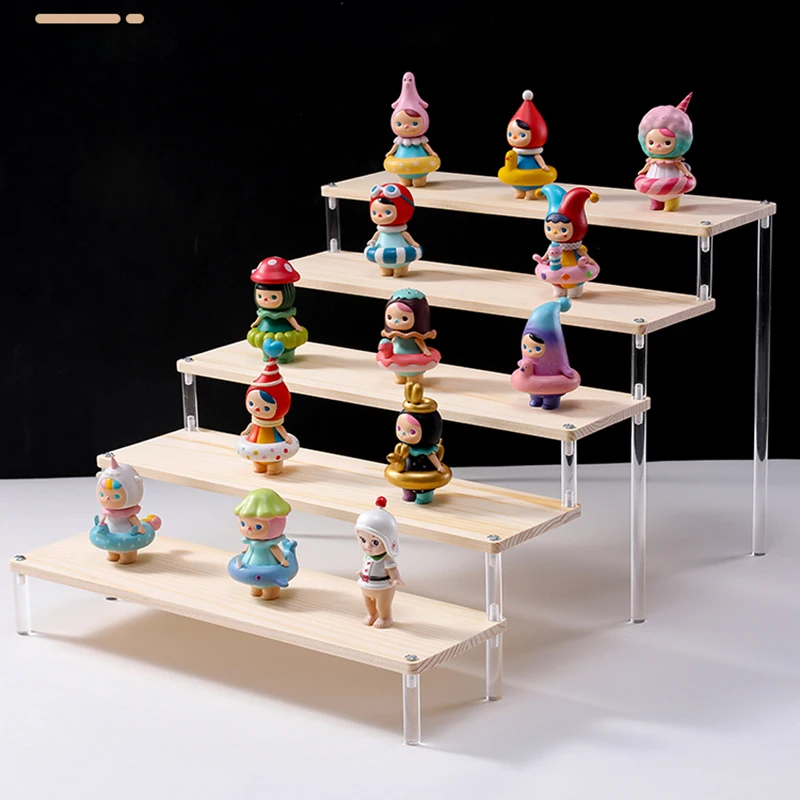 

Wood Acrylic Risers Stand for Display,Perfume Organizer Shelf for Amiibo Funko Pop Figures,Collection,Dessert Cupcakes Holder