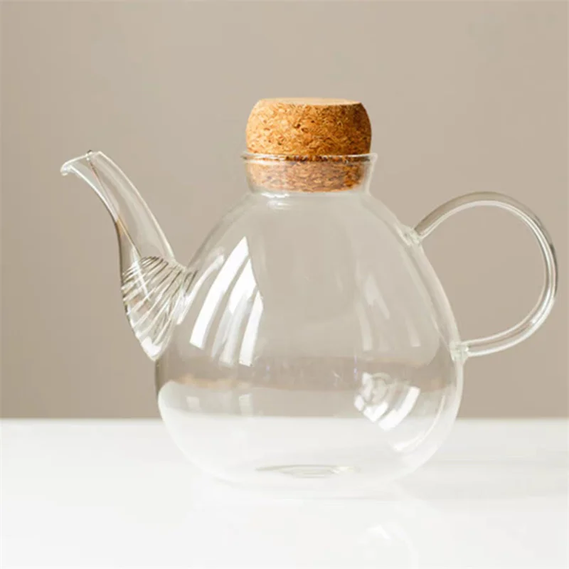 500ml Heat Resistant Flower Tea Glass Teapot With Cork Stopper Household Afternoon Health Tea Pot Teaware