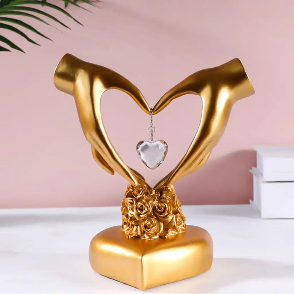 Heart Gesture Sculpture Figurines Hand Love Statue for Christmas Gift Living