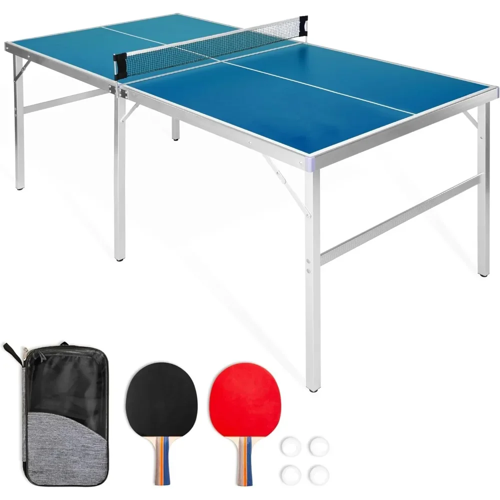 

Mid-Size Table Tennis Table Game Set - Indoor/Outdoor 2 Tennis Paddles and 4 Balls with Net, Ping Pong Table Game