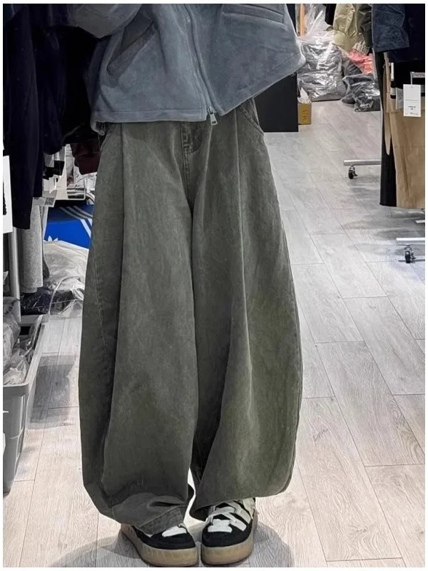 

Джинсы унисекс в американском ретро-стиле, широкие, свободные, с высокой талией, летние, новые, повседневные, модель «фонарь», размеры до 300 фунтов