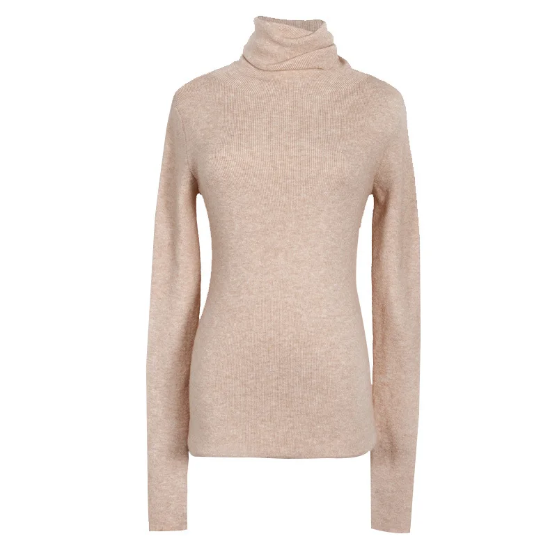 Suéteres de cuello alto para mujer, Jersey ajustado de cuello alto, Tops básicos informales, suéter de punto suave y cálido, Otoño e Invierno