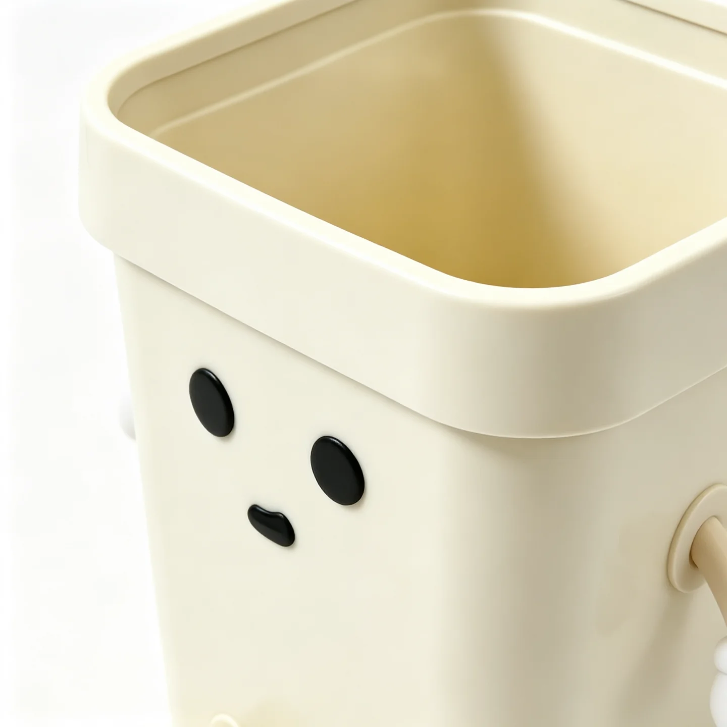 Cute Kawaii Sitting Character 12L Waste Bin 2 Pack, Decorative Square Trash Container with Movable Arms, Stylish Garbage Can for Home Decor