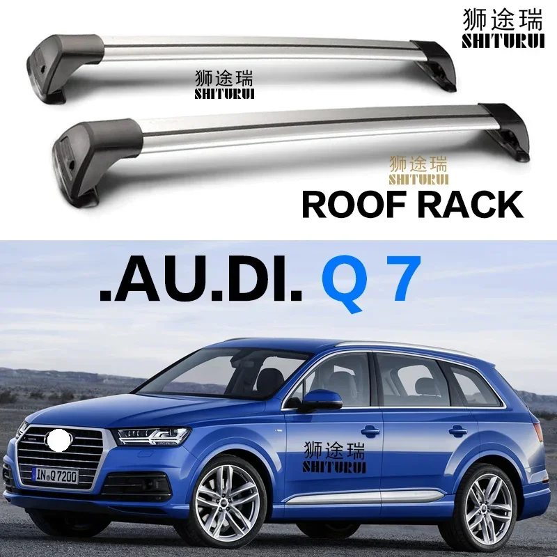 2 Pcs for Audi Q7  5dr SUV SQ7 4MB 2015-2024 2016 2018 2019 Roof Rack Bar Car Special Aluminum Alloy Belt Lock Led Shooting