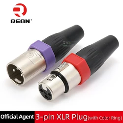 NUTRICK's REAN 3 Pin XLR Male Female Plug Connector with Color Ring Microphone Connector Metal Housing Balanced XLR Plug