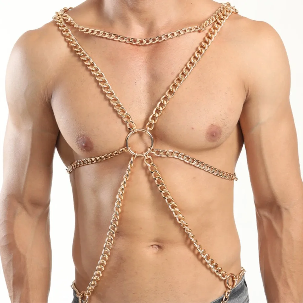 Men\'s sexy body chain sex wear chain hollow sexy bondage flirting props body chain fashion metal chain