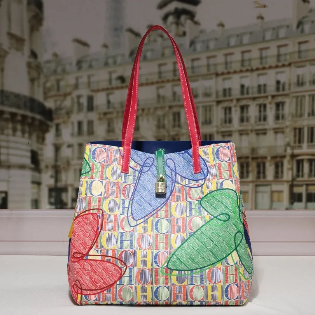 

CH Women's Handbag Fashion Letter Printed Flower Design Large Capacity High End Texture Crossbody Bag