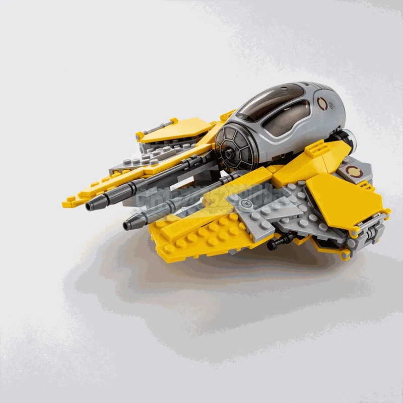 NEW 248Parts Yellow Space Interceptor Building Blocks Sci Fi Starship Model Creative DIY Assembly Toy Collection Festival Gifts