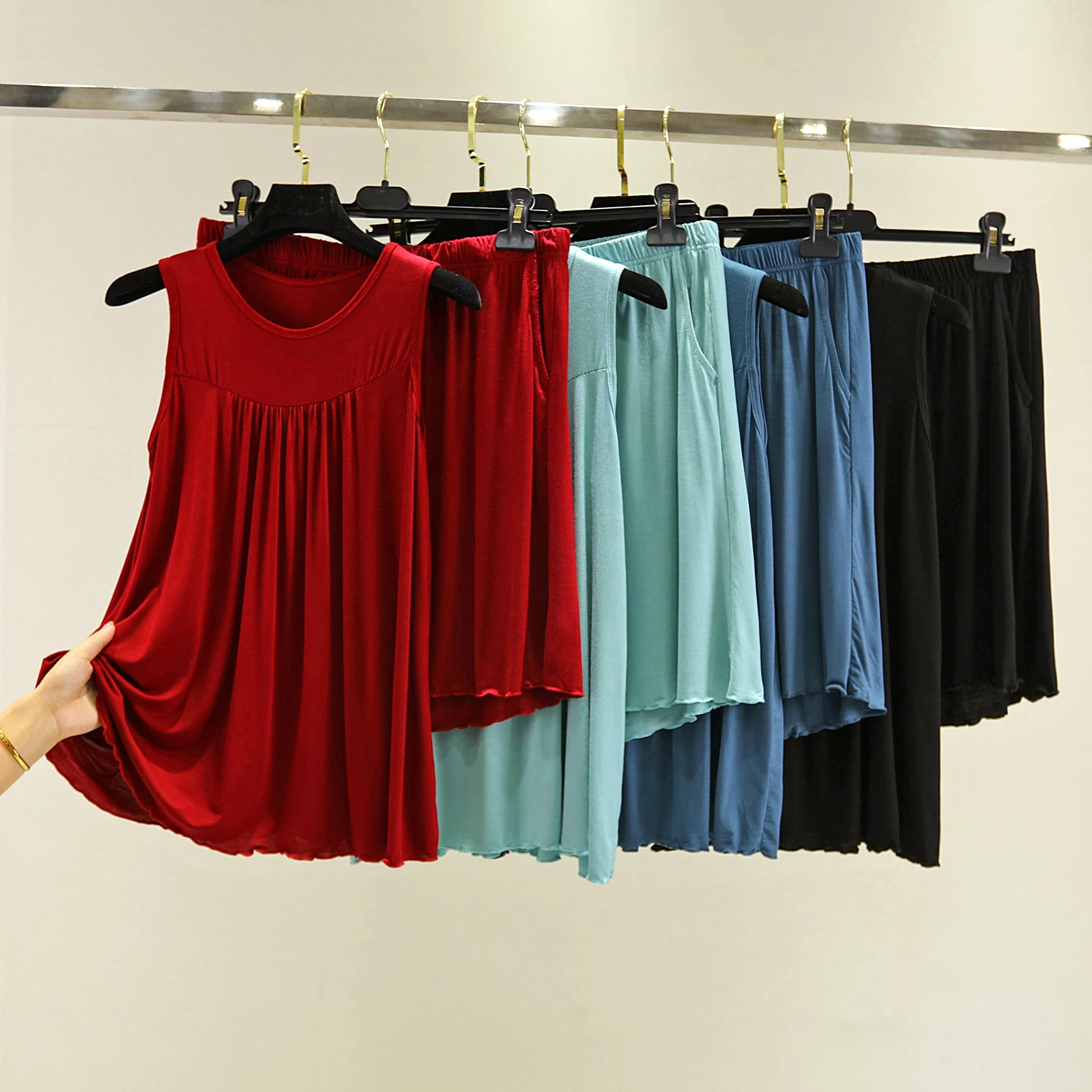 طقم ملابس مشروط للسيدات صيفي فضفاض مقاس كبير قاعدة سفيل سترة منزلية غير رسمية مكونة من قطعتين طقم مريح للتنفس...