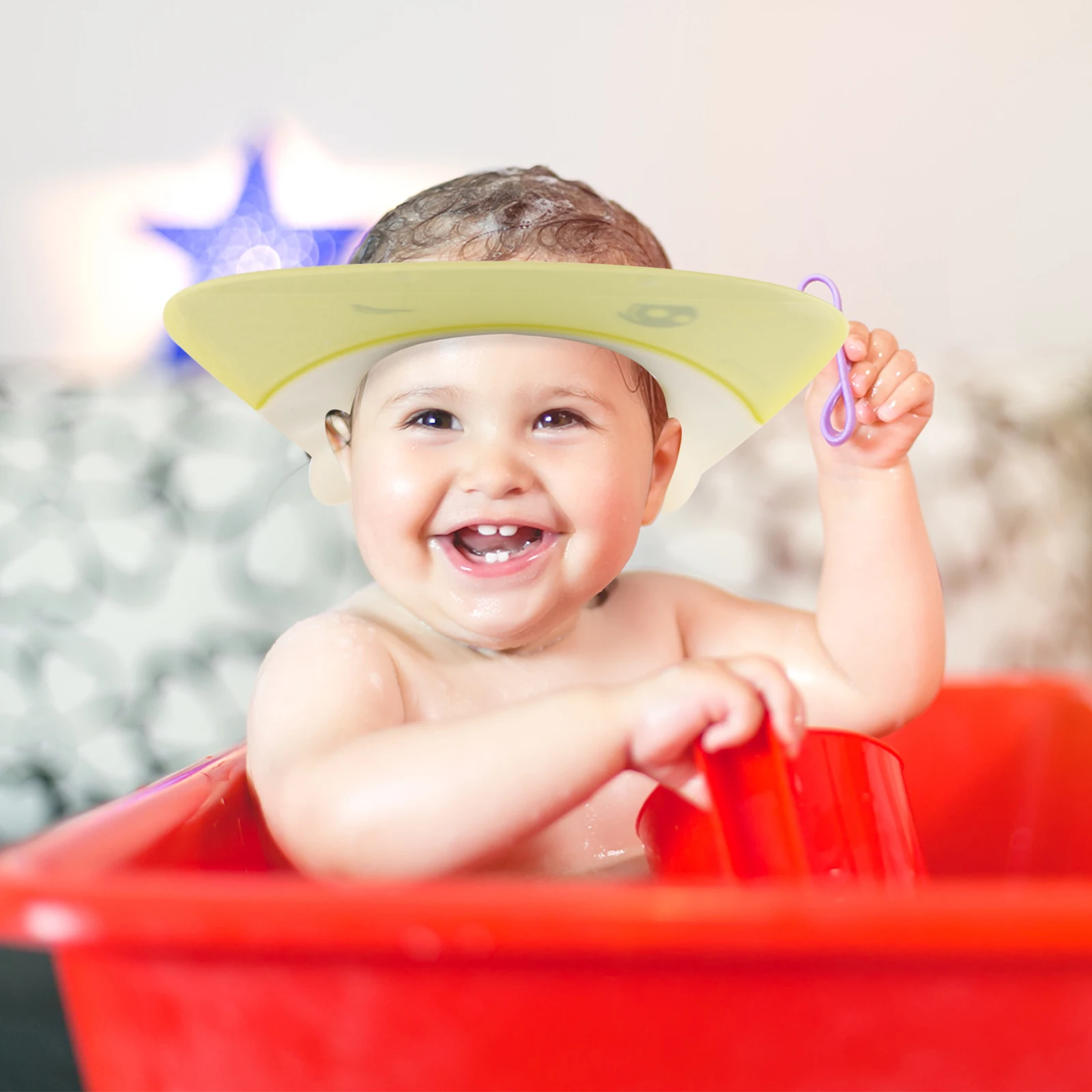 

Shampoo Cap Adjustable Bathing Hat Baby Shower Silicone Head Shield Visor Silica Gel