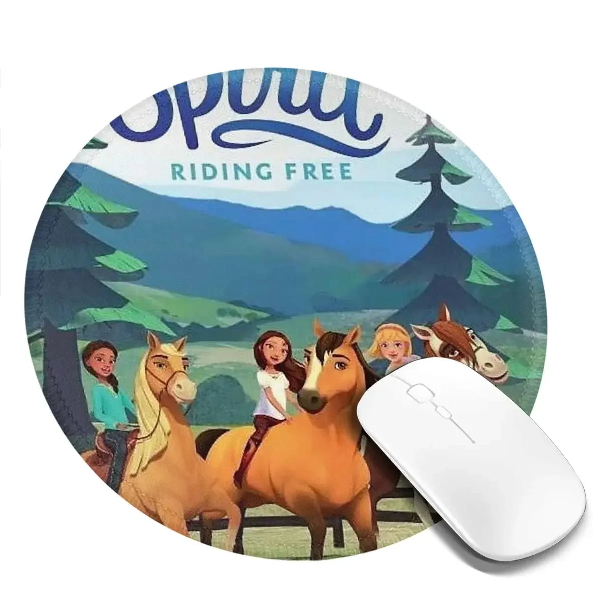 Spirit Riding Free Round Mouse Pad Computer Keyboard Mouse Mat Gamer PC Desk Mat Office Table Mats