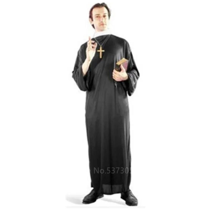 Costumi Cosplay di Halloween per le donne vestiti carnevale sacerdote Nun abiti lunghi religiosi chiesa cattolica abbigliamento uomo cattolico