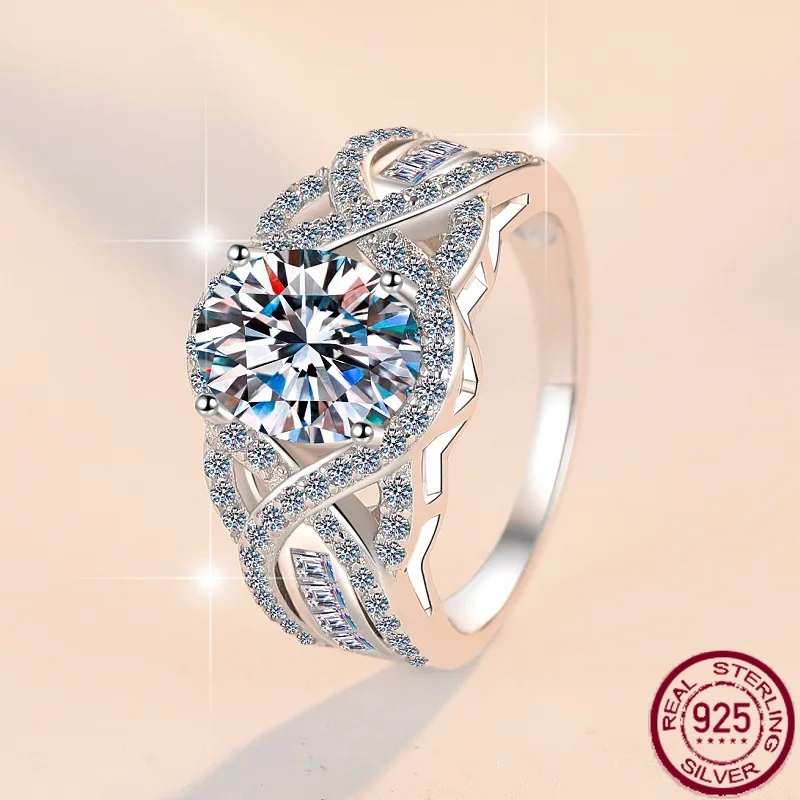 

New European and American Moissanite Women's Ring 2 Carat Oval GRA Ring Direct Supply S925 Pure Silver Wedding Jewel