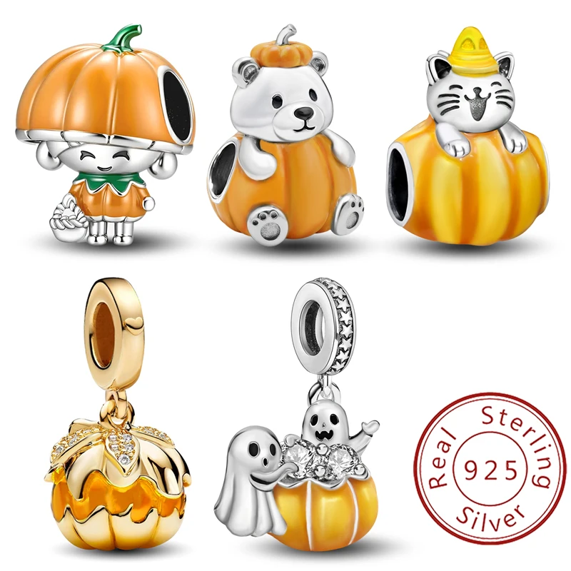 

Стерлингового Серебра 925 пробы, Хэллоуин, тыква, темный фантомный дьявол, подходит для браслета «сделай сам», ожерелья, подарок высокого качества, ювелирные изделия