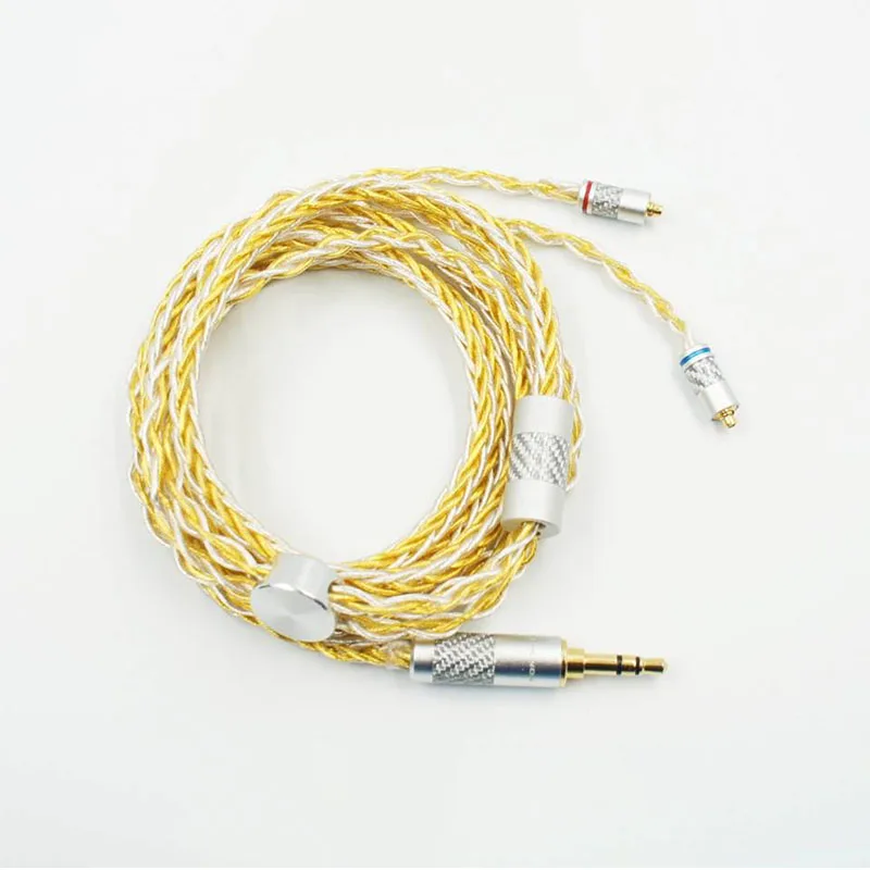 PENON GS849 8 Shares Gold & Silver Mixed Braided MMCX/2Pin 0.78mm HiFi Audiophile Earphone Replacement Cable IEM Upgrade Cable