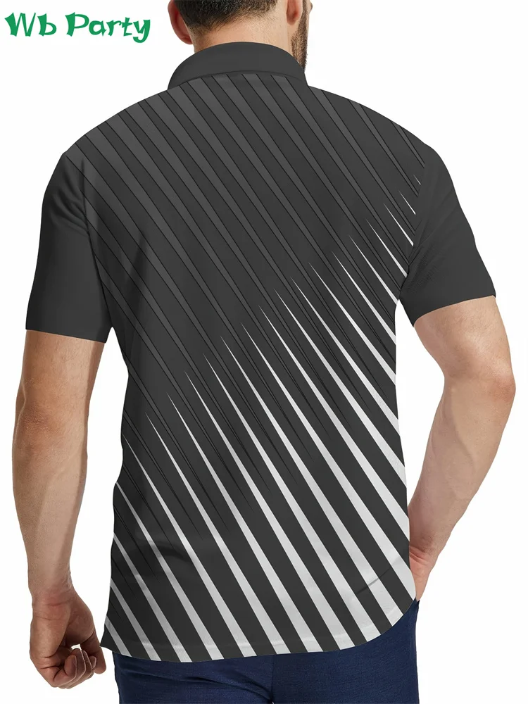 Striped Print Men\'s Shirts Fashion T shirt Men Simple T-shirts for Men Breathable Men\'s Clothing Simple Polo Shirt for Men Tops