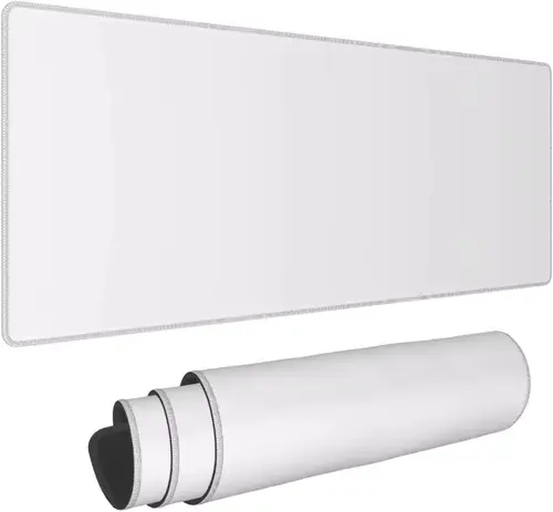 Imagen 2 del producto Alfombrilla de ratón blanca, accesorio para juegos, XXL, bordes cosidos, alfombrillas de escritorio largas, alfombrilla de teclado extendida antideslizante HD para ordenador portátil