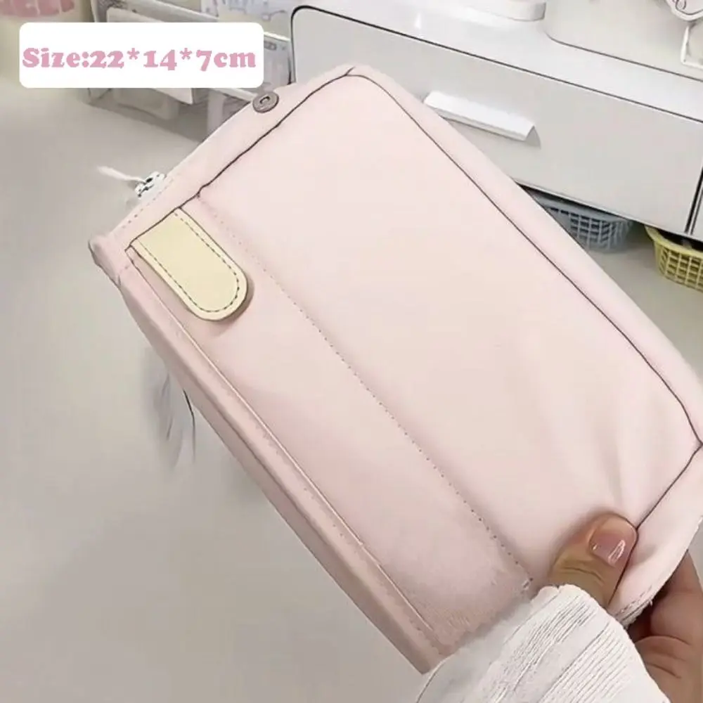 New Pink Pen Bag Foldable Large Capacity Pencil Case Gift Multilayer Cosmetic Bag Students