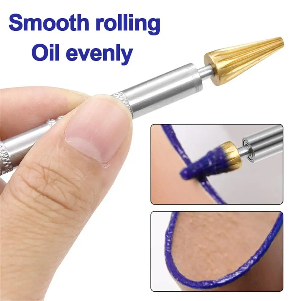 Dubbele Hoofd Lederen Olie Pasta Dye Quick Potlood Applicator Verf Roller Tool Voor Lederen Ambachten Gereedschap Double Side Diy Handgemaakte