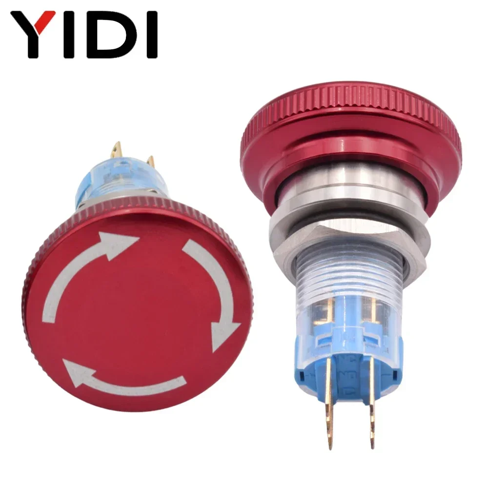 16mm 19mm 22mm E-stop Stainless Steel Emergency Stop Switch Push Button Latching Waterproof Mushroom Head Knob Rotary Switch