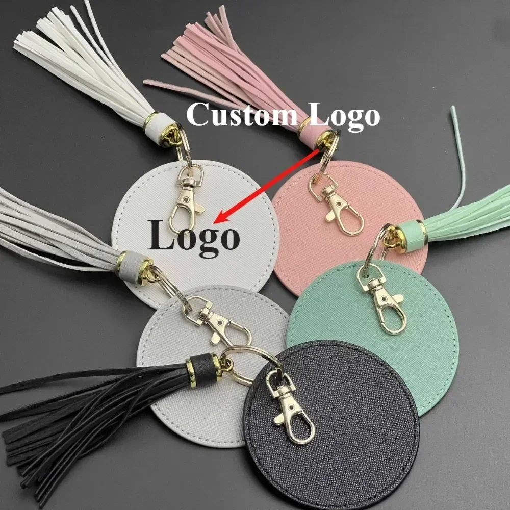 Fashion Tassels Cortex Keyring Metal Leather Keychain Custom Engraving Name Key Chain Ring High-End Elite Small Pendant Gift