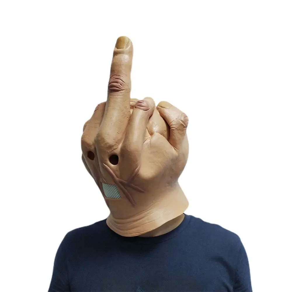 Novelty Latex Costume Scary Middle Finger Funny Halloween Mask