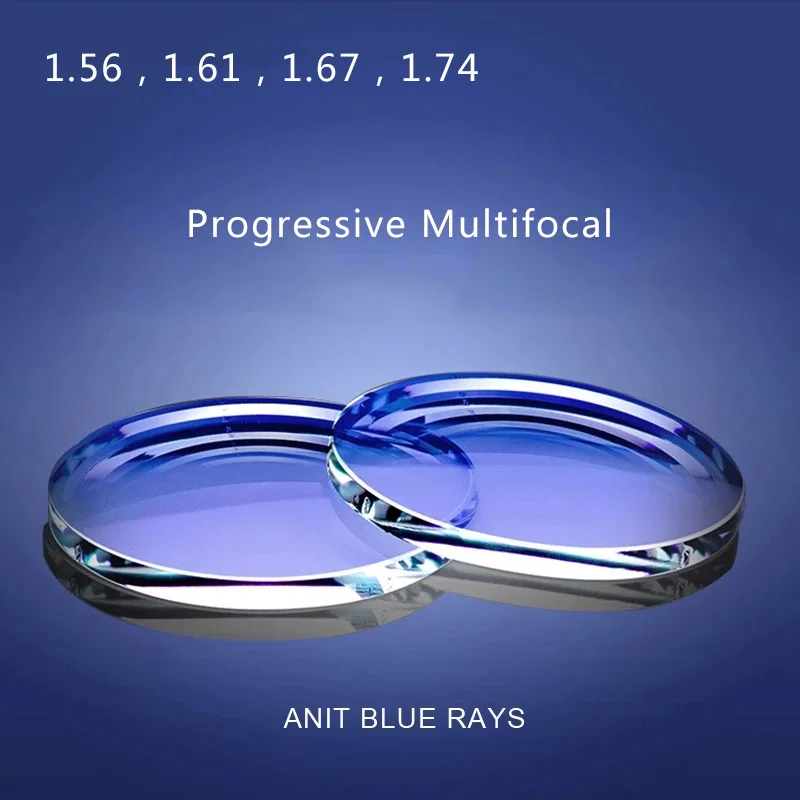 1.56 1.61 1.67 1.74 Progressive Anti Blue Light Prescription Glasses Lenses Free Form Wide Field Multifocal Glasses Lenses