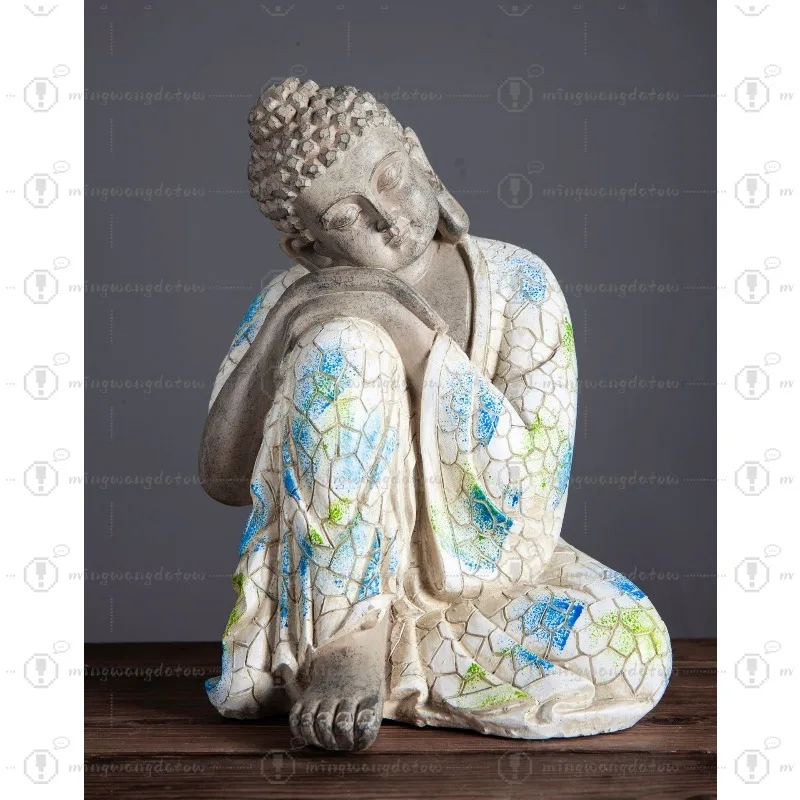 Mini Buddha Statue Ornament, New Chinese Style Zen Decor for Garden, Micro Landscape, Bonsai & Fish Tank