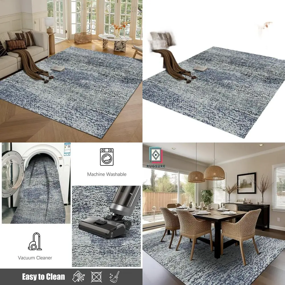 

Washable Area Rug - 1/6 Thick - Stain & Water Resistant Non-Slip - Resistant Rug for Living Room, Bedroom, Nursery, Pet & Child