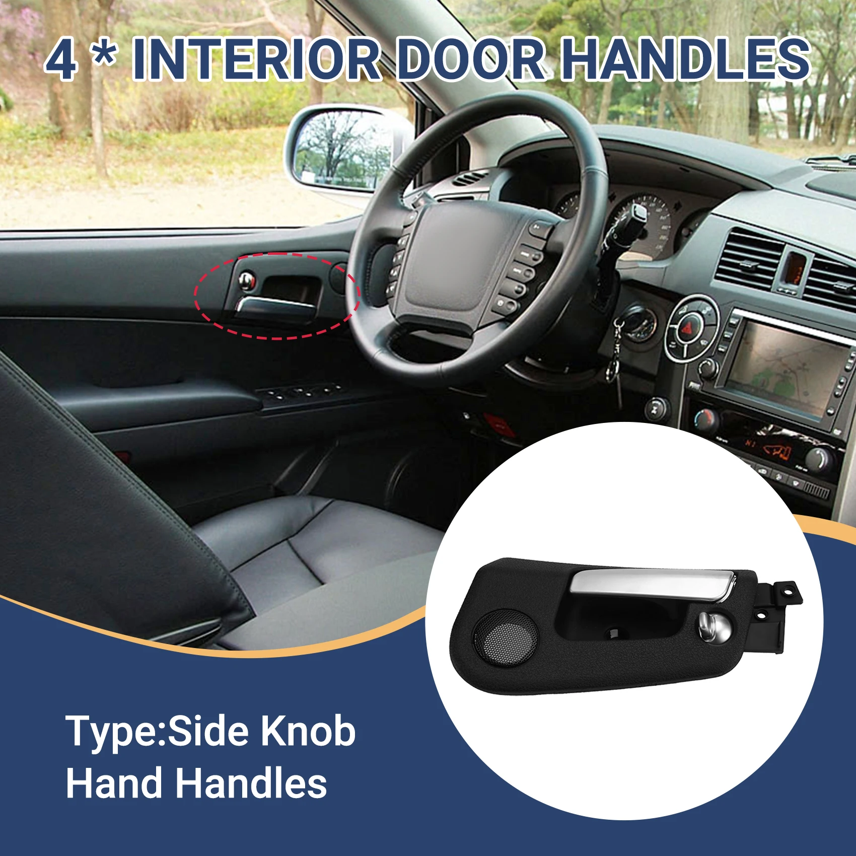 

4Pcs/Lot Car Interior Door Handle Side Knob Hand Handle For Ssangyong Kyron Actyon/Sport 2005-2007 Roewe W5 2011-2014