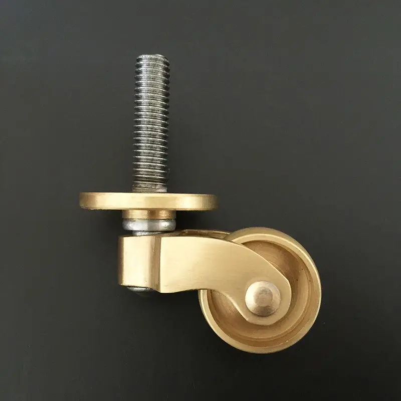 4PCS 1'' Solid Brass/Brass+Rubber Casters Table Chair Sofa Furniture Castors 360° Rotation Wheel Furniture Rollers Loading 150KG