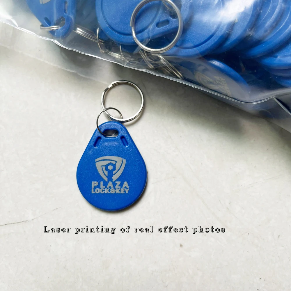 100pcs custom printed logo 13.56MHZ RFID IC Card Token Tags Key Keyfobs for Access Control Entrance Mechine