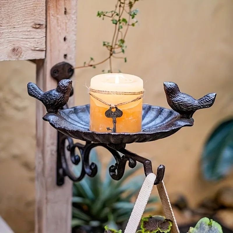 

Heavy Duty Cast Iron Bird Feeder With Hanging Bracket Wall Mounted Bird Bath For Home Outdoor Garden Vintage Bird Food Basin