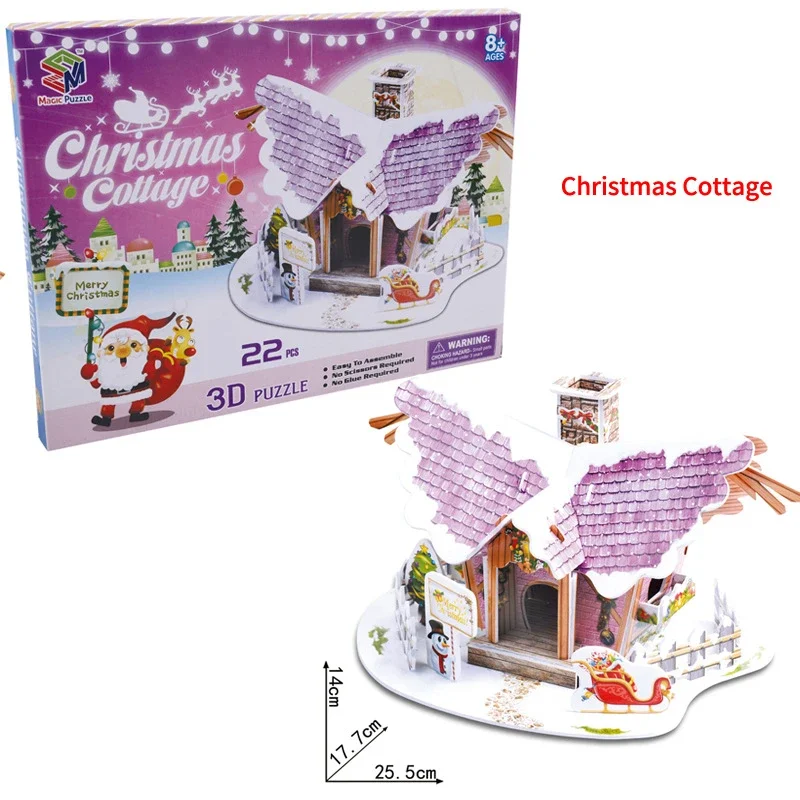 

3D Jigsaw Puzzles Creative Puzzle Children's Toys Angel Cottage Christmas DIY Educational Toys New Year Christmas Gift Baby Toy